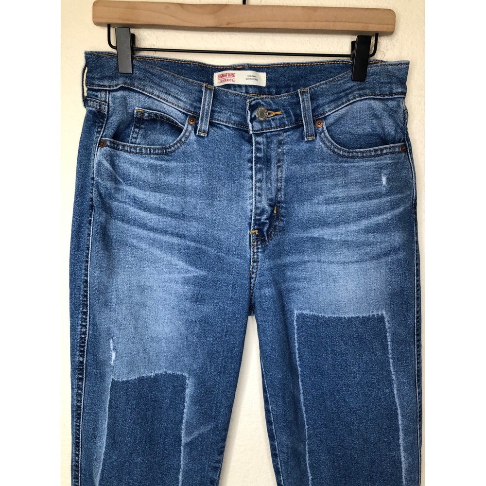 Levi's Signature Women's Heritage Boyfriend Jeans Blue Patchwork‎ Cuffed W29/L25 - Picture 13 of 16